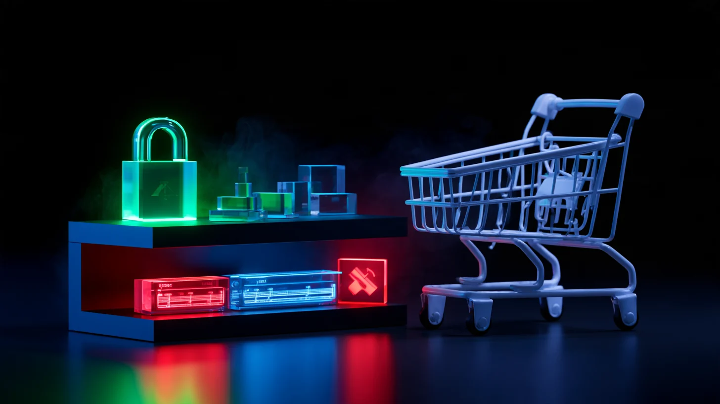 A white glass image model carried home in a white cart with an open green padlock and a blue per-megapixel meter