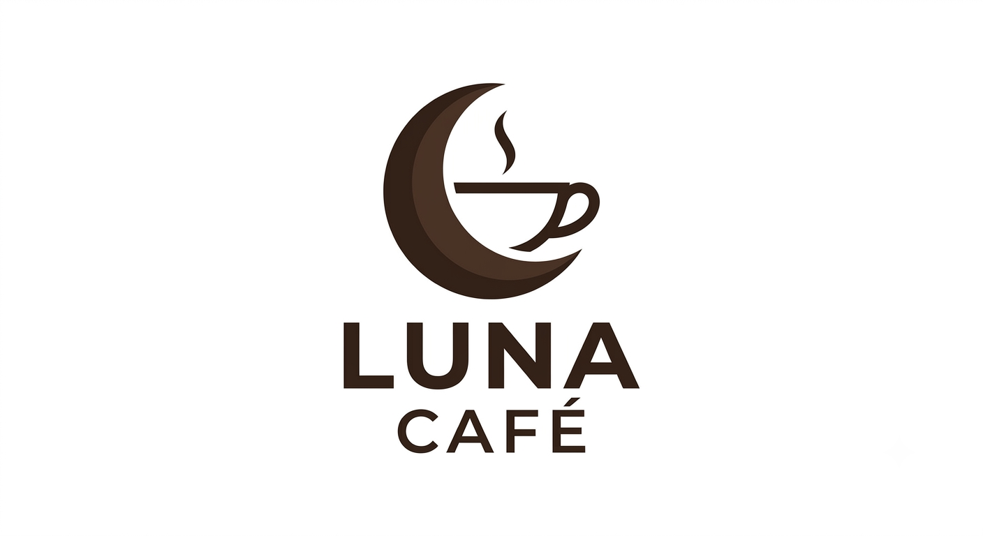 طراحی لوگوی مینیمال برای کافه Luna Café