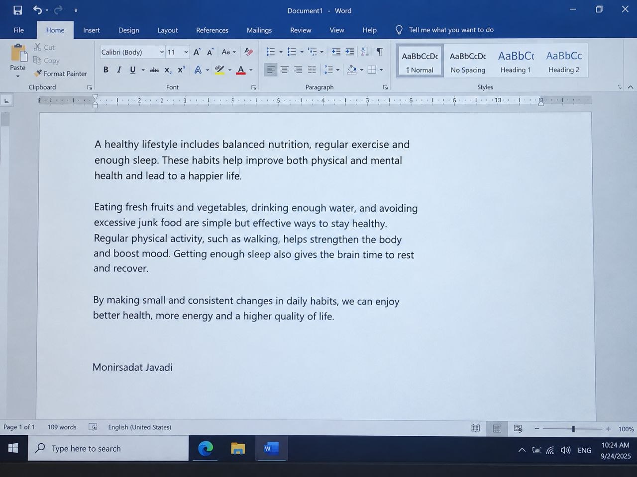 Typing & formatting sample