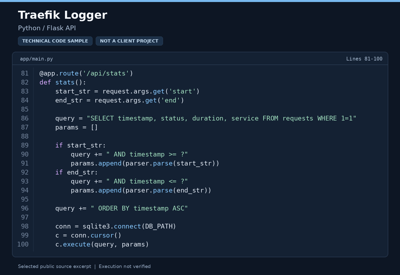 Traefik Logger — نمونه کد Python و Flask